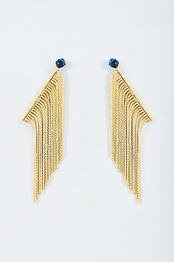 Gold Finish Chain Dangler Earrings