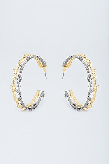 Two Tone Finish Enameled Hoop Earrings