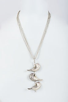 Black Rhodium Finish Enameled Pendant Necklace
