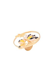 Gold Finish Enameled Round Ring