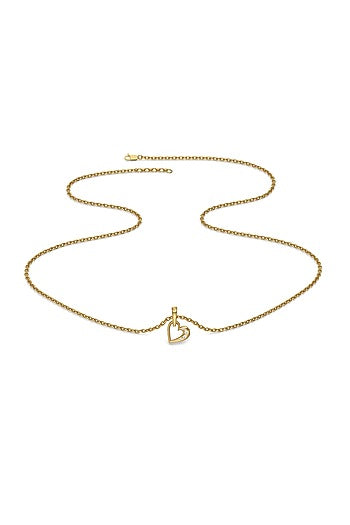 Gold Plated Diamond Heart-Pendant Necklace In Sterling Silver