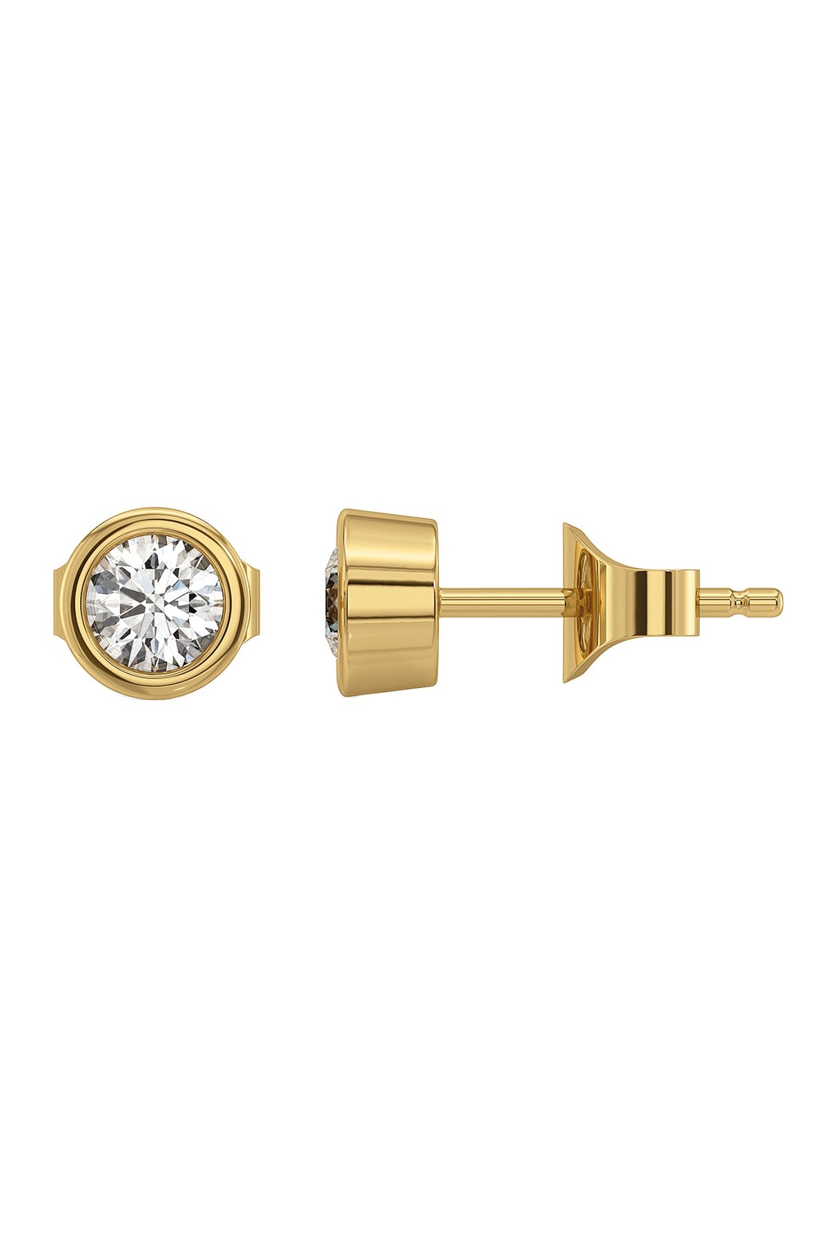 Gold Plated Lab-Grown Diamond Stud Earrings In Sterling Silver