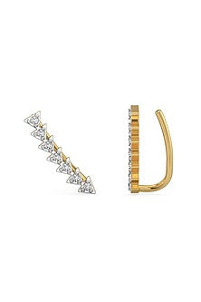 Gold Plated Lab-Grown Diamond Earcuffs In Sterling Silver