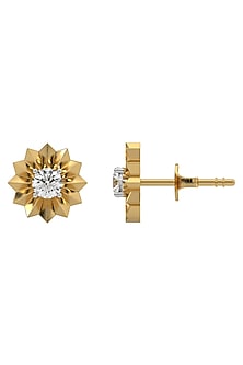 Gold Plated Lab-Grown Diamond Stud Earrings In Sterling Silver