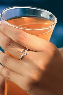 Gold Plated Lab Grown Diamond Ring In Sterling Silver