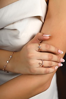 Rose Gold Plated Lab-Grown Diamond Ring In Sterling Silver