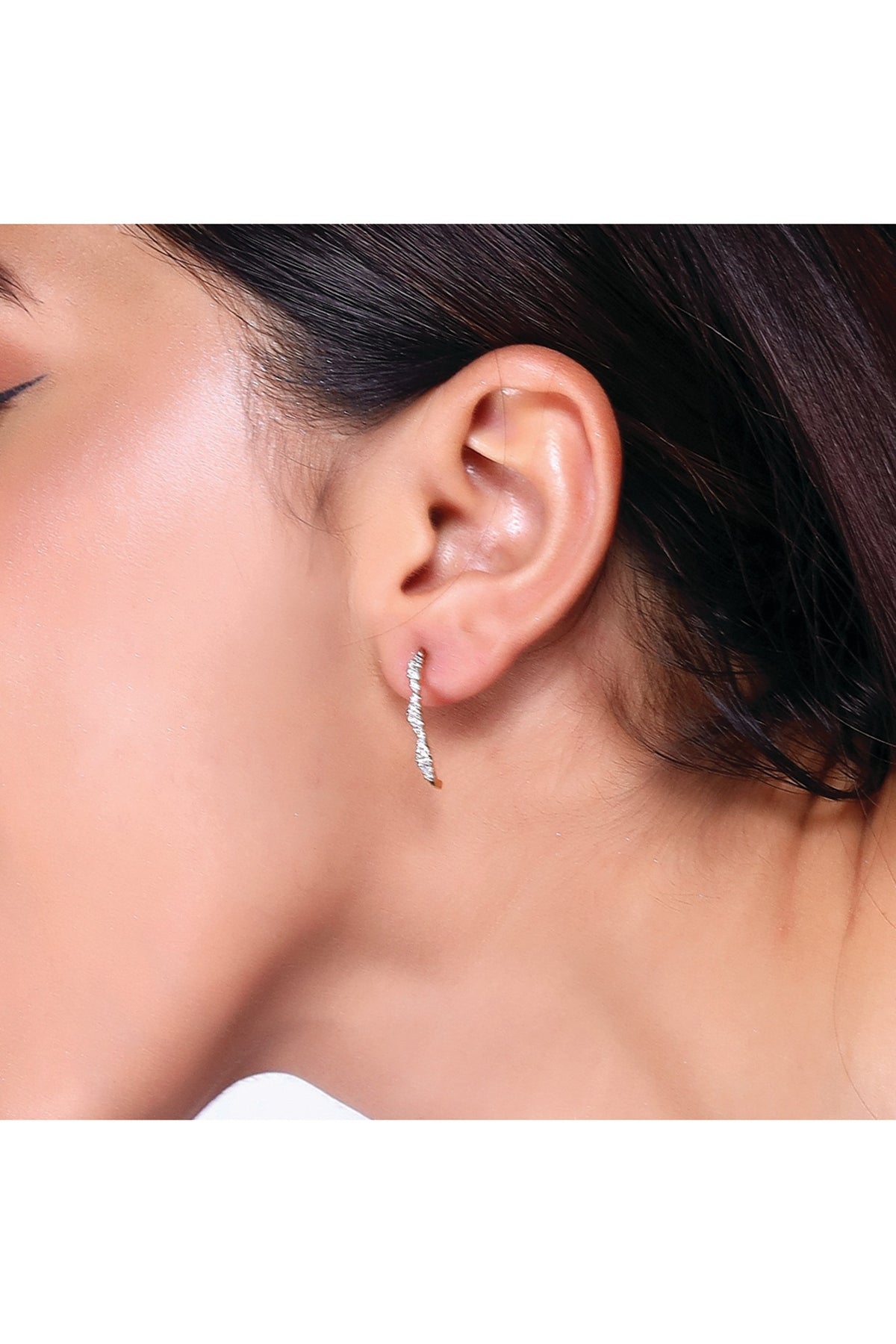 Gold Plated Diamond Radiance Edge Hoop Earrings