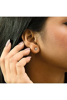 Gold Plated Solitaire Diamond Stud Earrings