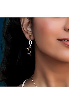Gold Plated Diamond Mermaid Drop Earrings