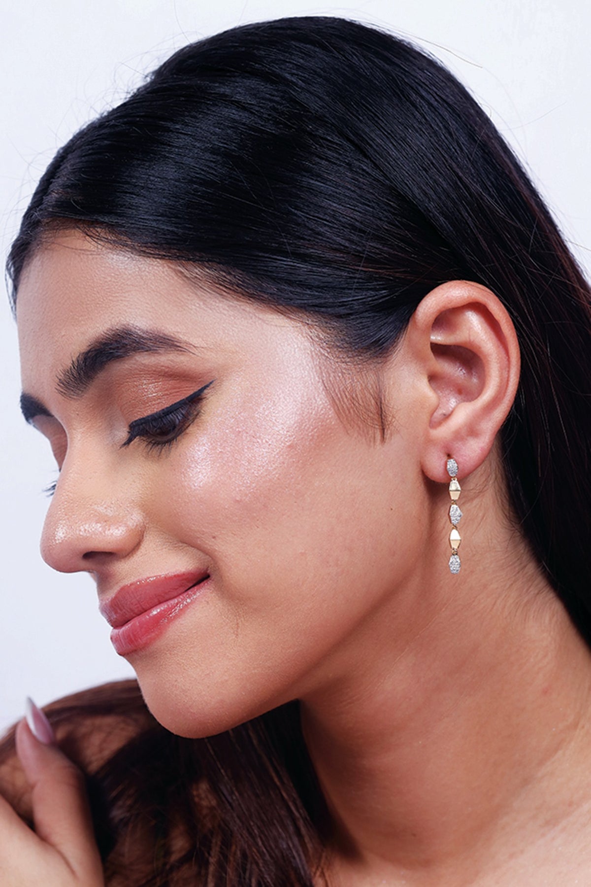 Gold Plated Lab-Grown Diamond Drop Earrings