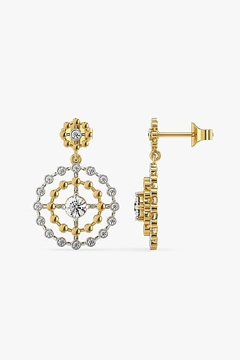 Gold Plated Prong-Set Diamond Drop Earrings In Sterling Silver