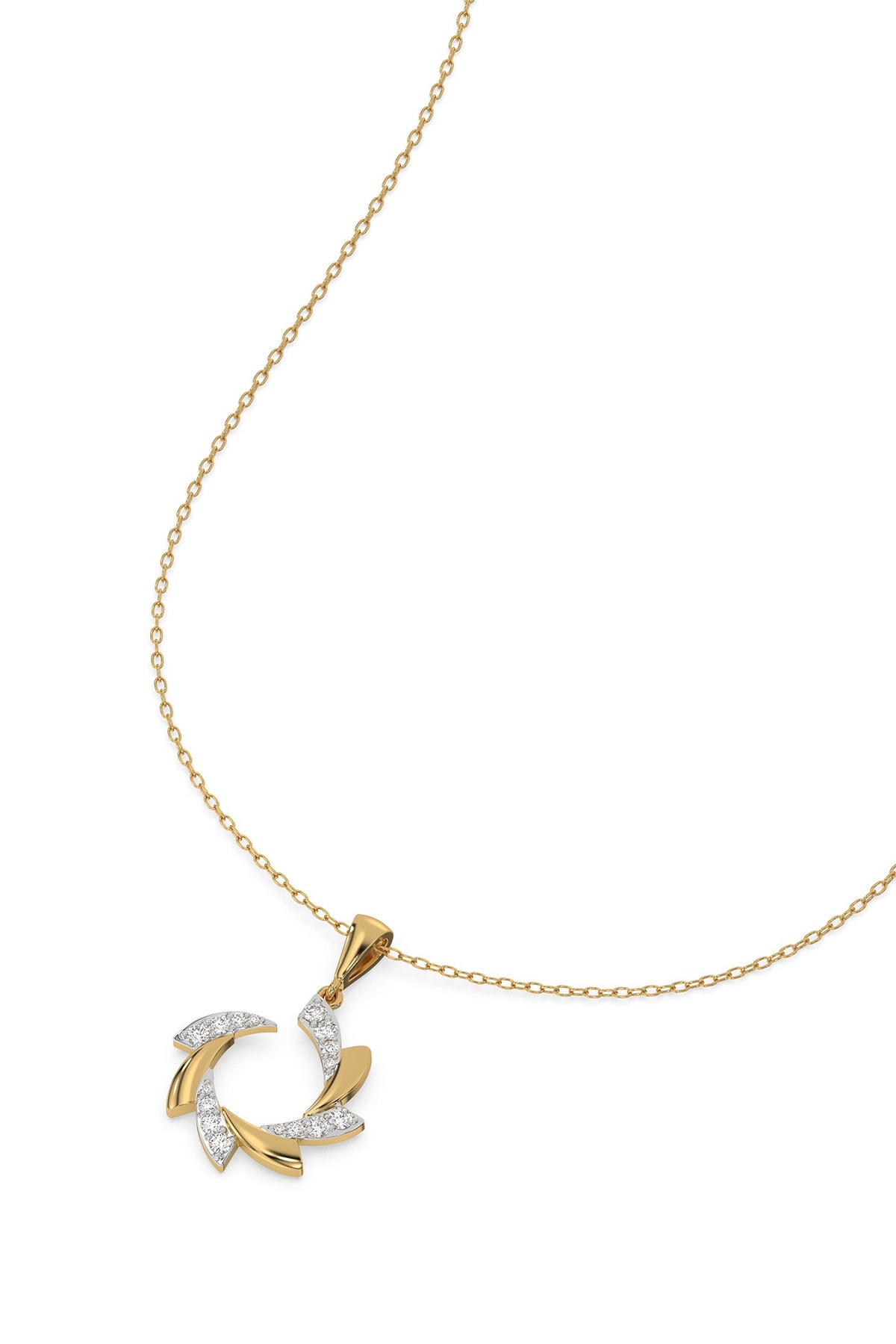 Gold Plated Diamond Swirl Pendant Necklace