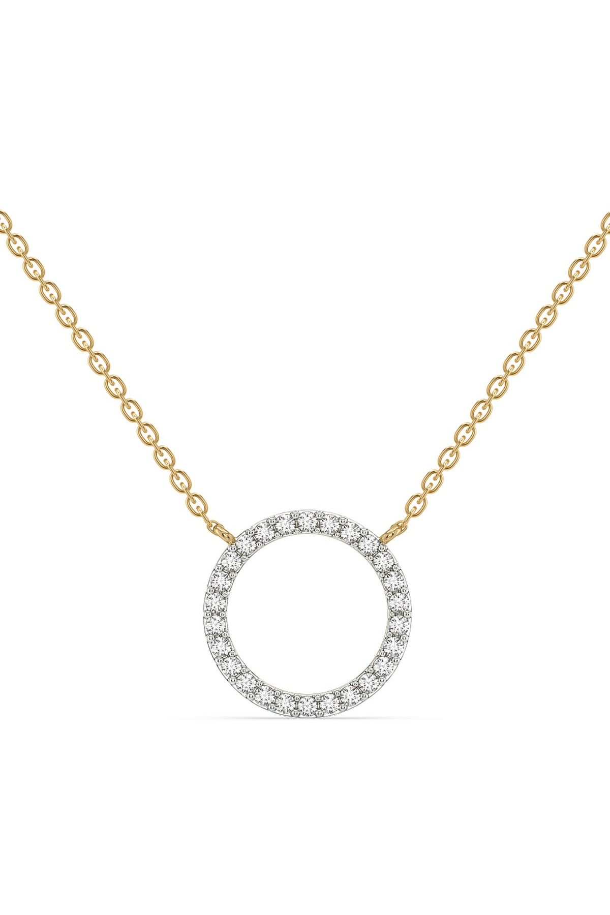 Gold Plated Diamond Halo Pendant Necklace