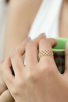 Gold Plated Lab-Grown Diamond Cocktail Ring
