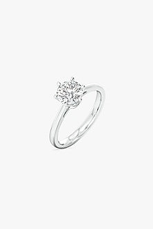 White Finish Solitaire Diamond Ring In Sterling Silver