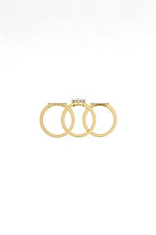 Gold Finish Prong-Set Diamond Ring