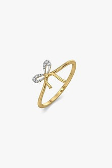 Gold Plated Lab-Grown Diamond Bow Ring