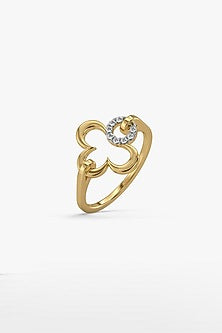 Gold Plated Lab-Grown Diamond Clover Leaf Ring