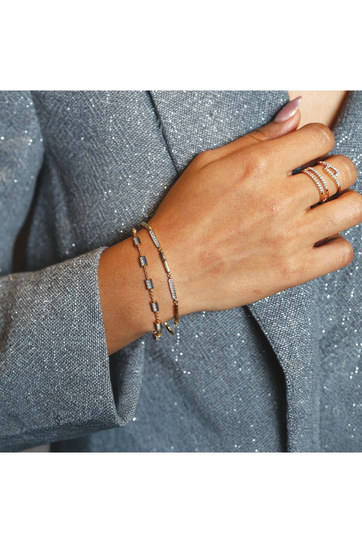 Gold Plated Lab-Grown Diamond Bracelet In Silver