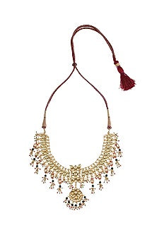 Gold Finish Kundan Polki Choker Necklace Set