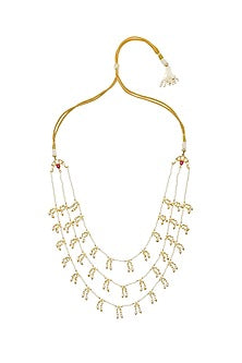 Gold Finish Kundan Pearl Teen lada Necklace