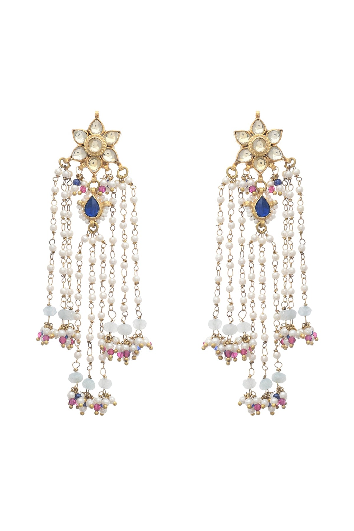 Gold Finish Kundan Polki Dangler Earrings
