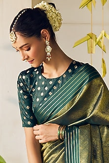 Gold Finish Green Kundan Polki Dangler Earrings
