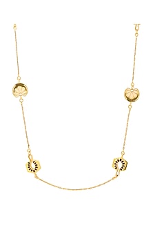 Gold Finish Enameled Long Necklace