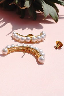 Gold Finish Pearl Earcuffs