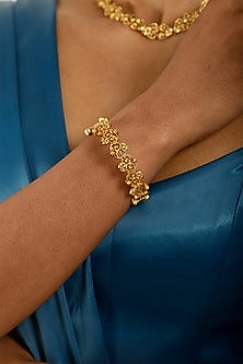 Gold Finish Floral Motif Bangle