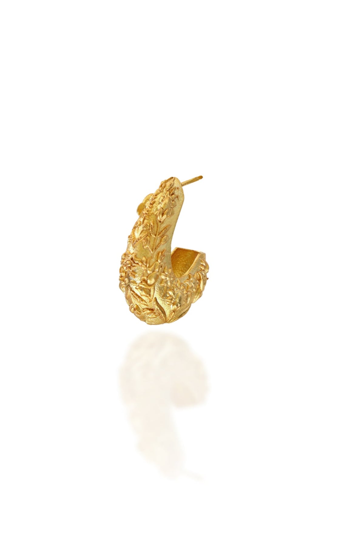 Gold Plated Floral Motifs Hoop Earrings