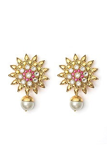 Gold Finish Kundan Stud Earrings