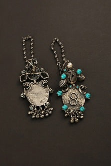 White Finish Turquoise Stone Dangler Earrings In Sterling Silver