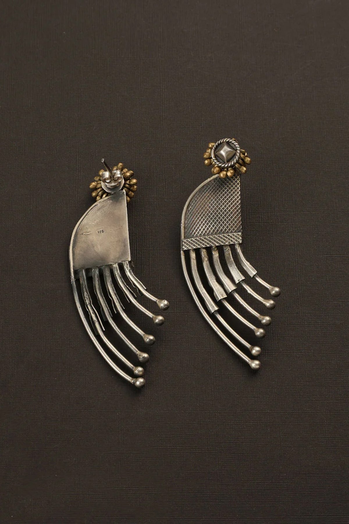 Two Tone Finish Dangler Earrings In Sterling Silver