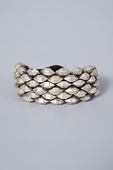 White Finish Hand Cuff In Sterling Silver