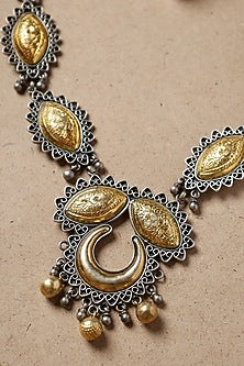 Two-Tone Finish Long Necklace In Sterling Silver