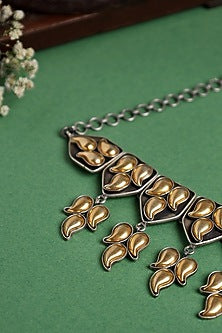 Two-Tone Finish Choker Necklace In Sterling Silver