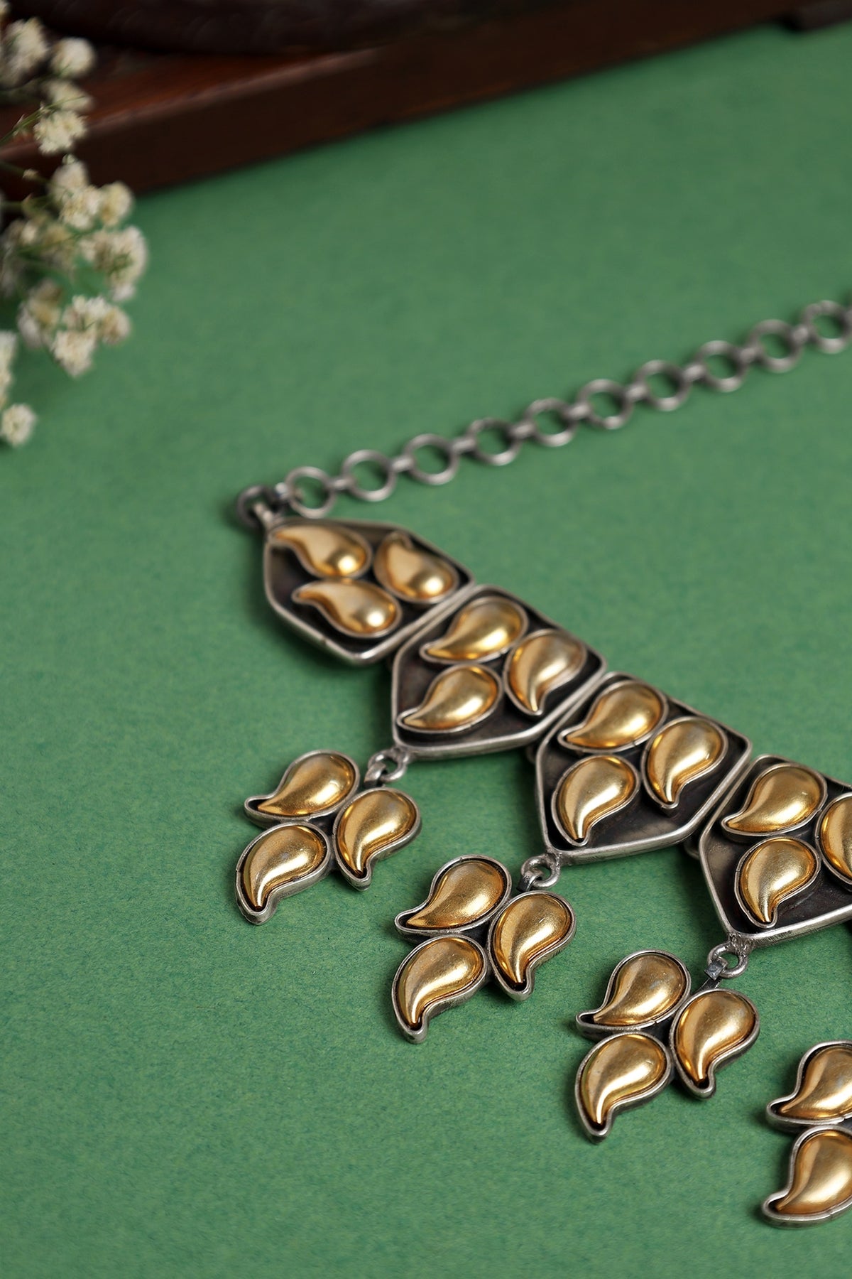 Two-Tone Finish Choker Necklace In Sterling Silver