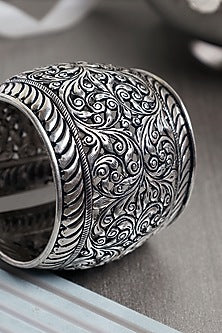 Silver Finish Chitai Cuff In Sterling Silver