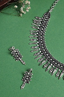 White Finish Necklace Set In Sterling Silver