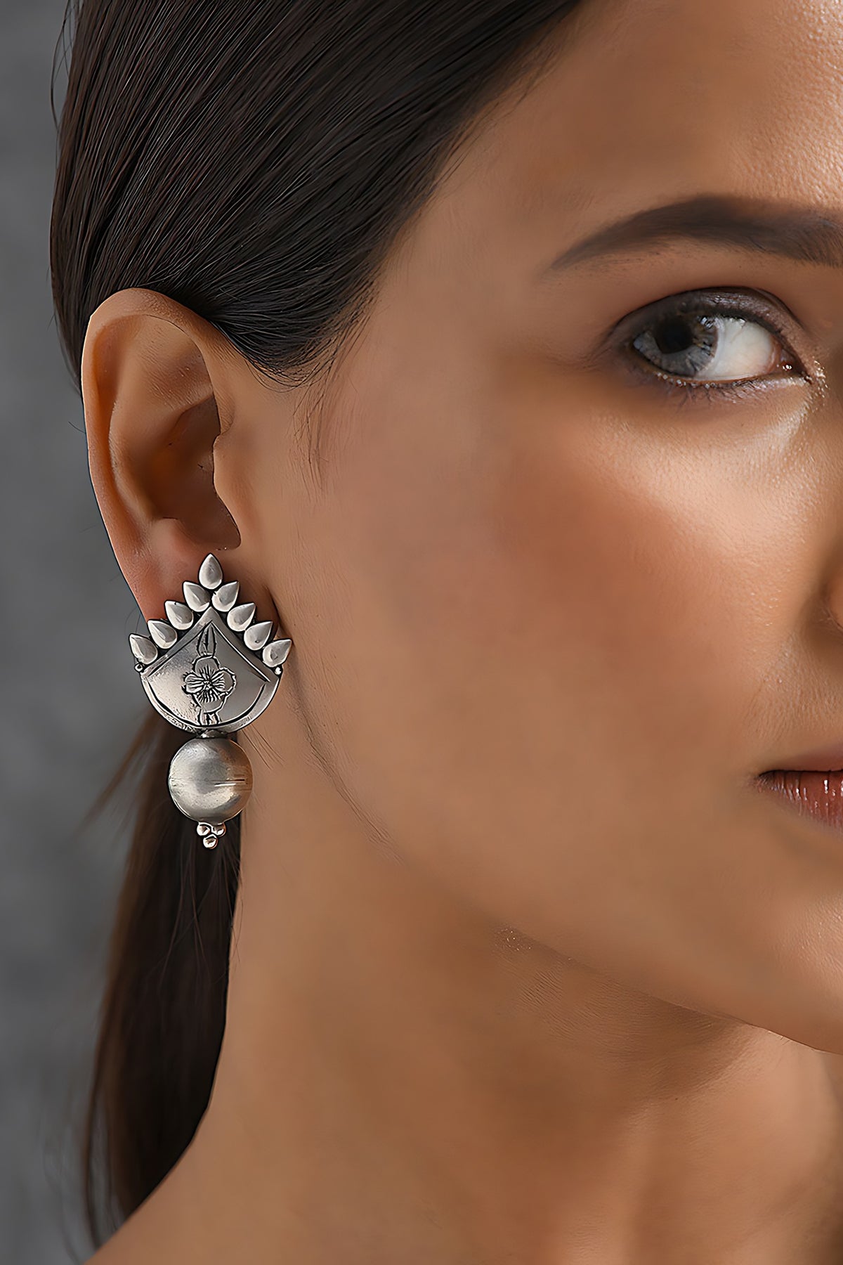 Silver Finish Dangler Earrings In Sterling Silver