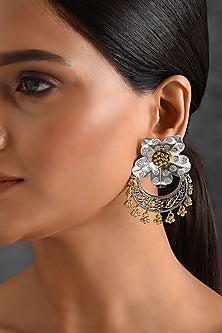 Two Tone Finish Tribal Dangler Earrings In Sterling Silver