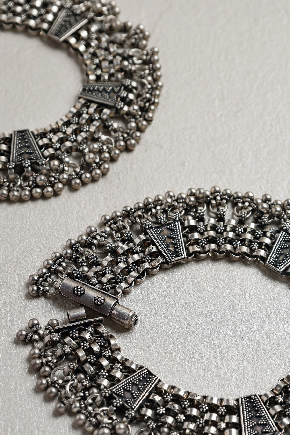 White Finish Ghungroo Anklets In Sterling Silver