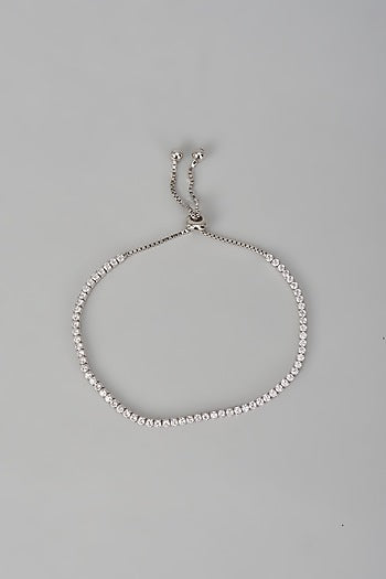 White Finish Zircon Tennis Bracelet In Sterling Silver