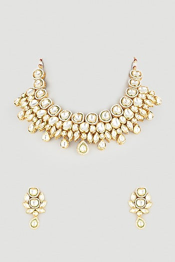 Gold Plated Kundan Polki Choker Necklace Set
