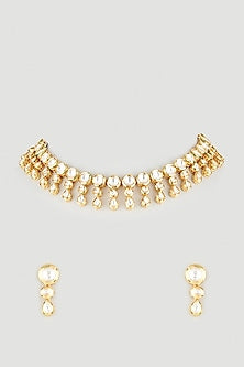 Gold Plated Kundan Polki Necklace Set