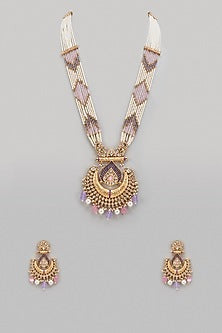 Gold Plated Kundan Polki & Pearl Layered Necklace Set