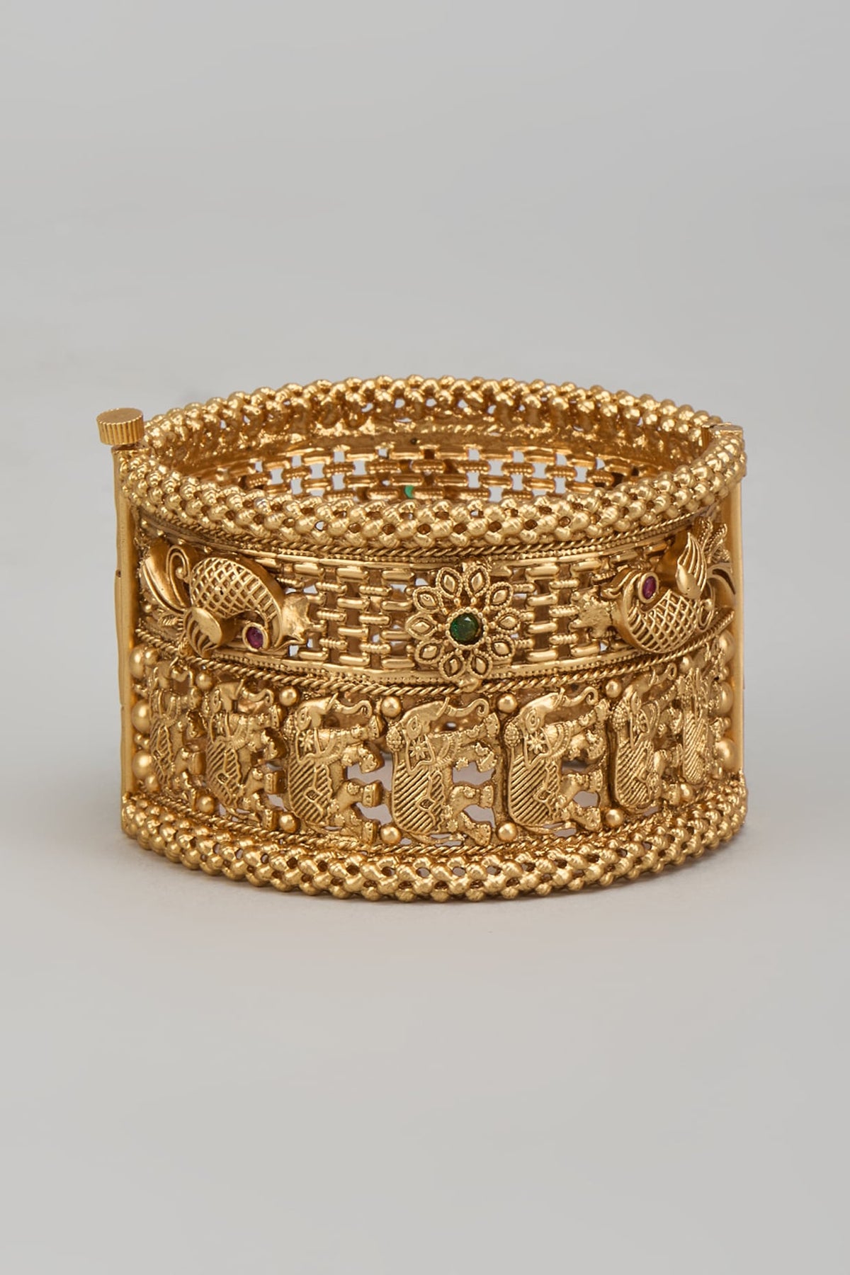 Gold Finish Kemp Stone Temple Bracelet
