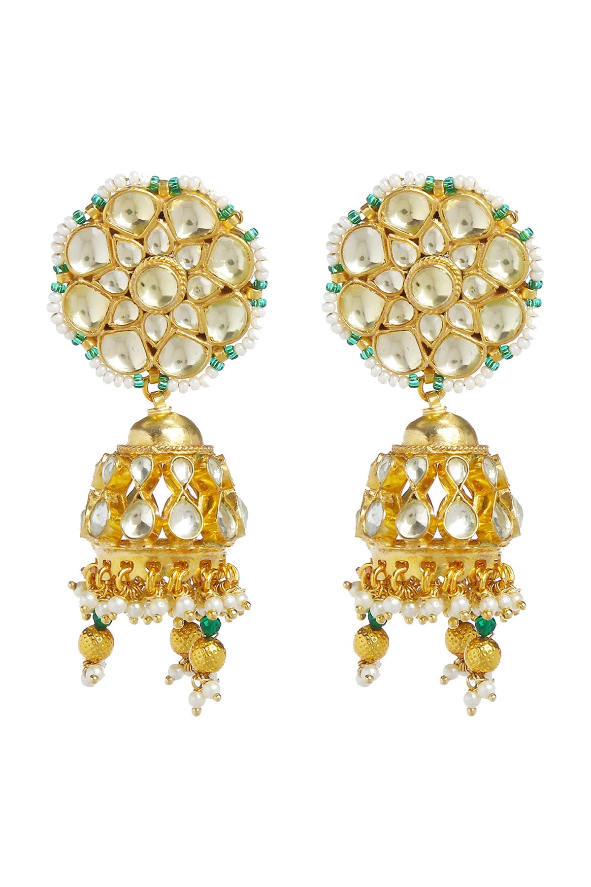 Gold Finish Pearls Earrings