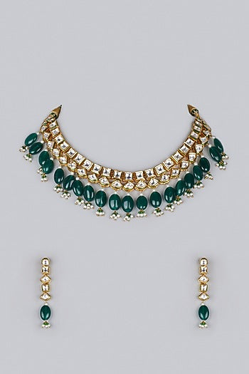 Gold Plated Kundan Polki Necklace Set